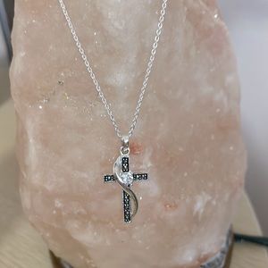 Cross necklace with white and black CZ’s